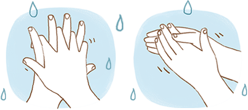 오염된 손을 씻기